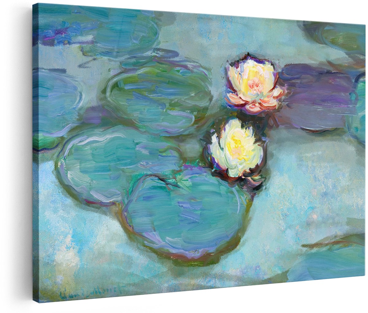 Artaza Canvas Schilderij Waterlelies Monet - 180x120 cm - Groot - Wanddecoratie Bloemen - Muurdecoratie Natuur - Decoratie Impressionisme Woonkamer