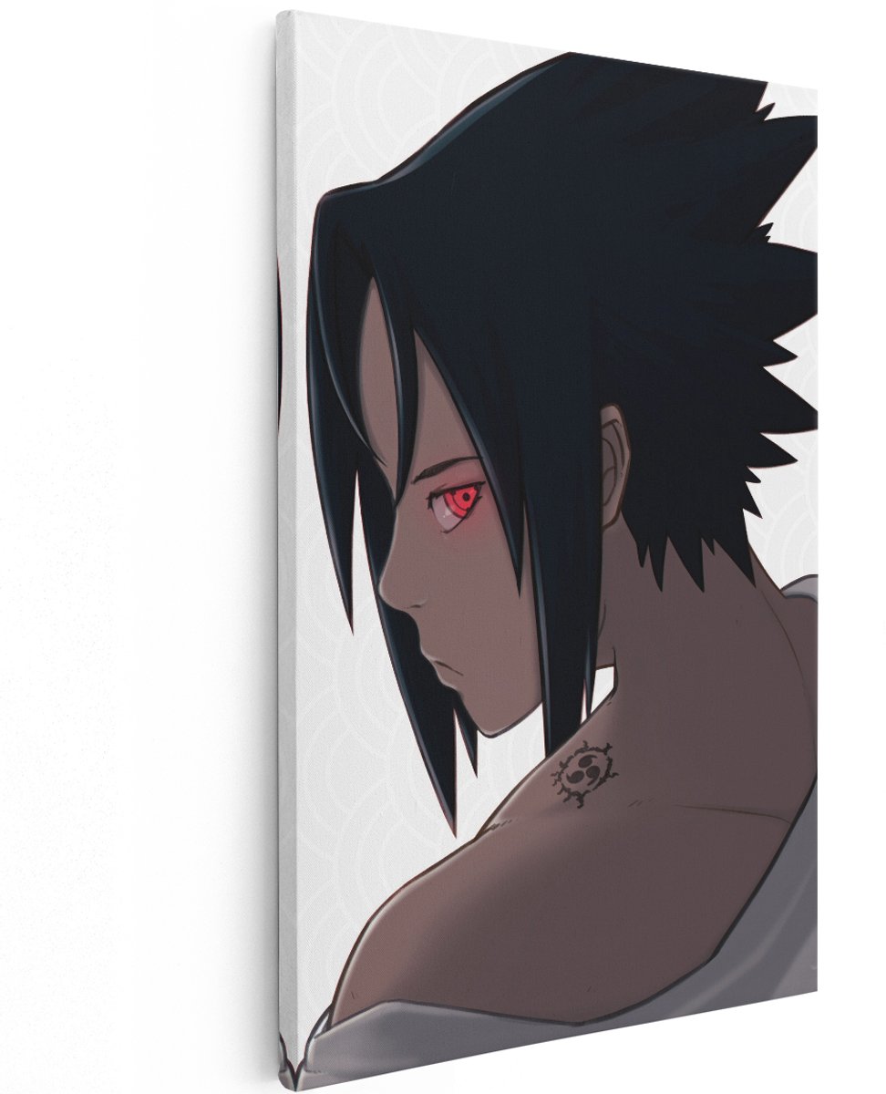 Artaza Canvas Schilderij Sasuke Uchiha - 120x180 cm - Groot - Anime Wanddecoratie Sharingan - Muurdecoratie Naruto - Slaapkamer Jongen Decoratie