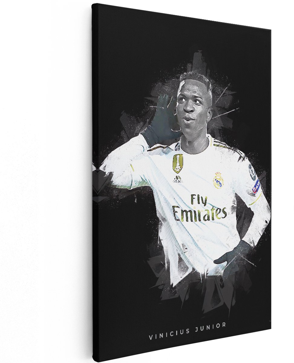 Artaza Canvas Schilderij Vinicius Junior bij Real Madrid - 120x180 cm - Groot - Muurdecoratie - Canvas Print