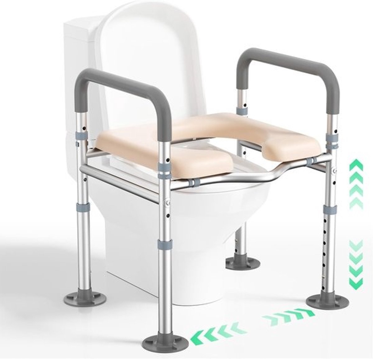 Verhoogde Toiletbril voor Senioren en Gehandicapten - Verstelbare Toiletverhoger met Antislip Handgreep
