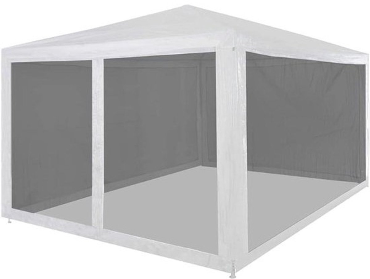 Partytent met gaaswanden - Feesttent Paviljoen - Buitenfeesten Organiseren - Water- en UV-bestendig dak - 4 x 3 meter - Wit