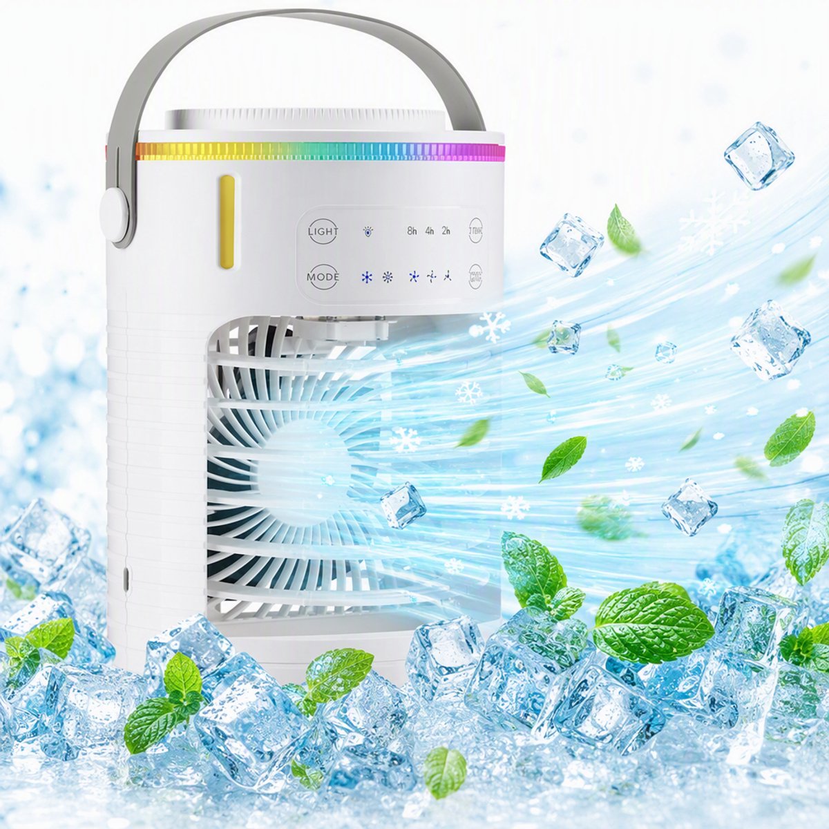 Sogiol® Premium Portable Airco - Mini Airco - 2026 Model - Mobiele Airco - Luchtkoeler 4-in-1 - 3 windsnelheden, 2 luchtbevochtingsstanden & Timer - Kantoor en Bureau - Wit