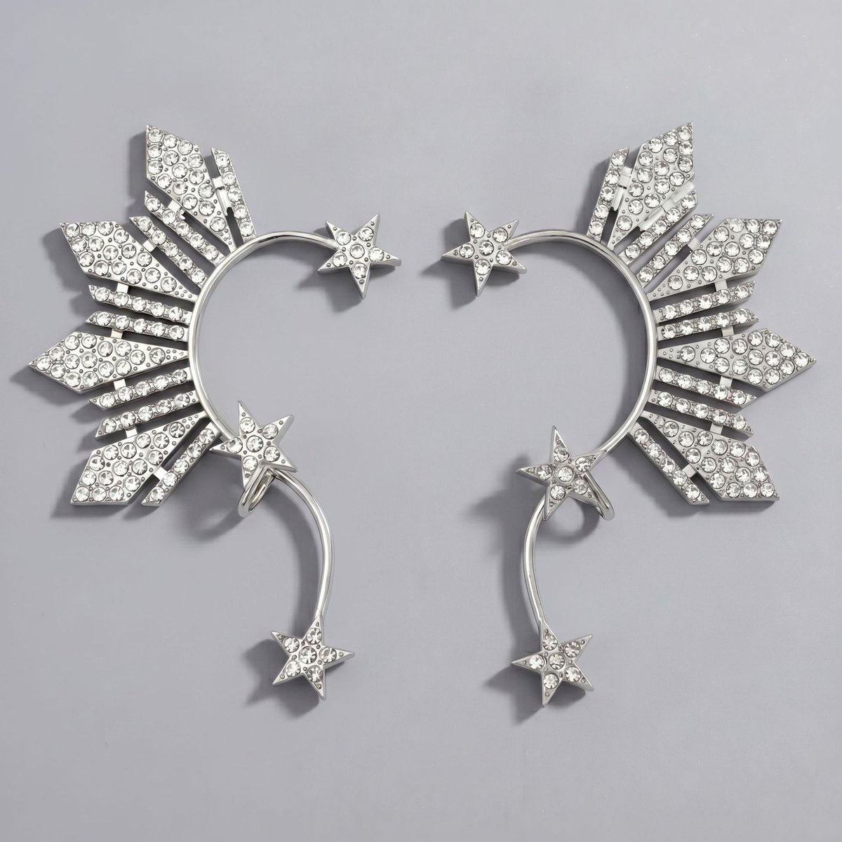 Elfen Oor Cuff, Handgemaakte Bloem Blad Oorversiering, Zonder piercing oorhaak voor bruiloft en fotoshoot，Zilveren legering fee-oorbelhaakjes