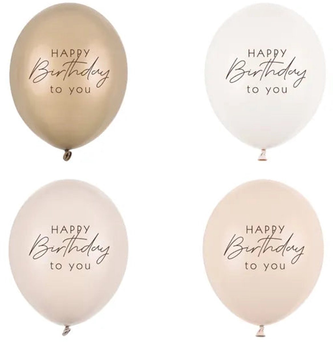 Ballonnen 'Happy Birthday to you' Beige Mix (50st)