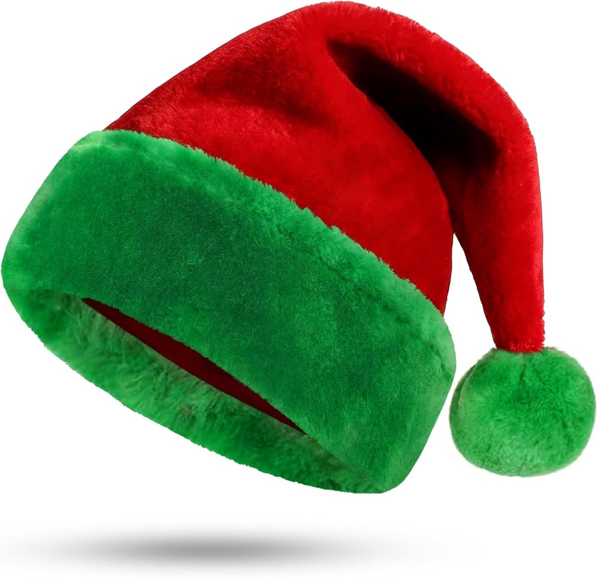 Deluxe Pluche Kerstmuts voor Volwassenen met Faux Bont Pompom en Brede Rand voor Kerstkostuum