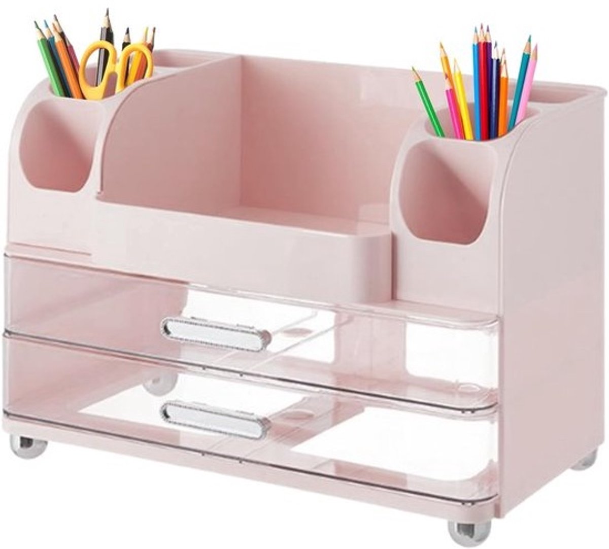 Make-up Organizer - Cosmetica Houder - Sieraden Opbergen - Aanpasbare Meervoudige Lay-out - 26 x 20.5 x 26 cm - Roze