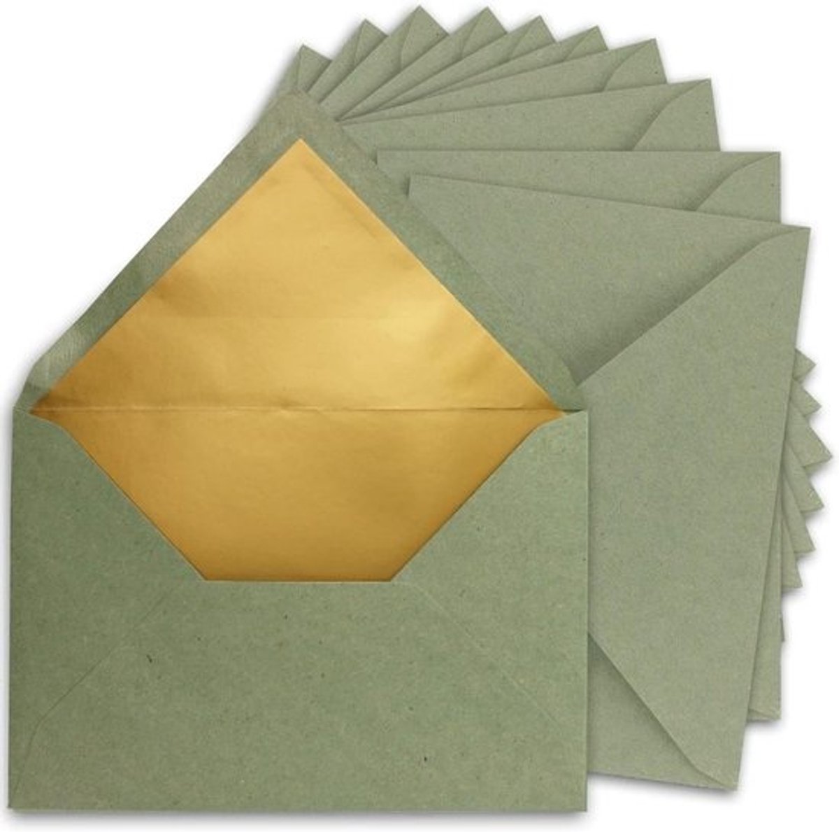 Kraftpapier Enveloppen - Papieren Brievenbussen - Versturen van kaarten - Goudkleurige voering - C5 156 x 22 cm - Groen