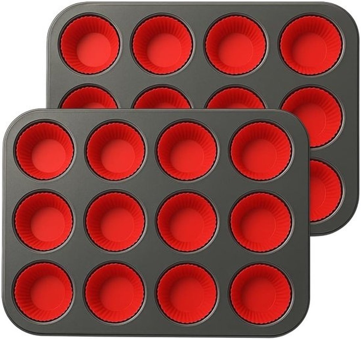 2 x 12-delige muffinplaten voor 24 muffins met 100 gratis papieren vormpjes