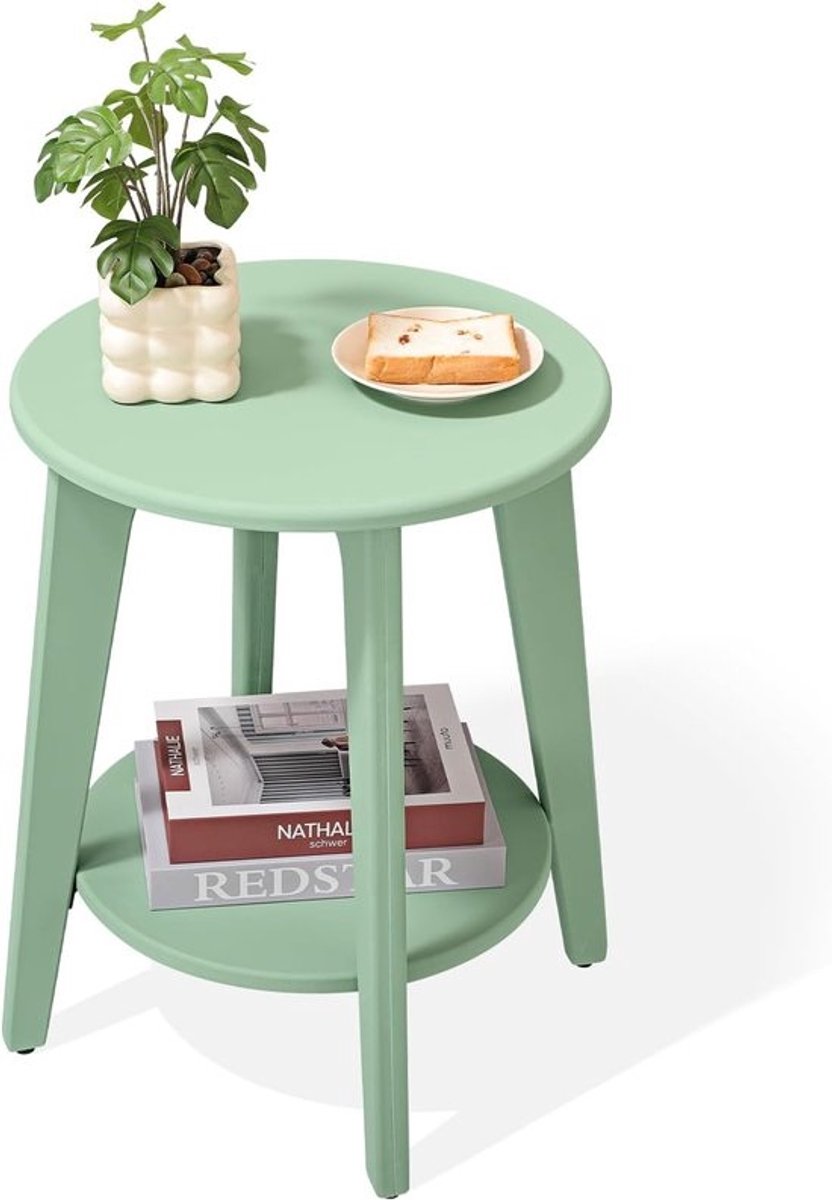 Ronde Bijzettafel met 2 Niveaus - Rustiek en Vintage voor Kleine Ruimtes