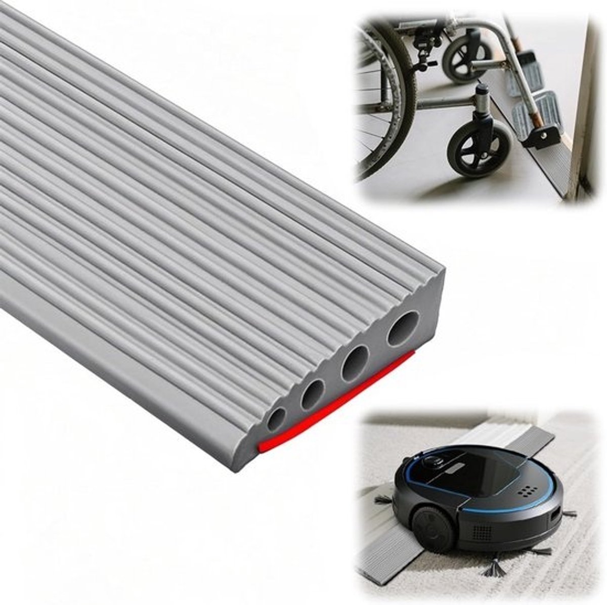 Set van 2 PVC Drempelhulpen Rolstoel 100x8x2CM Antislip Oprijramp