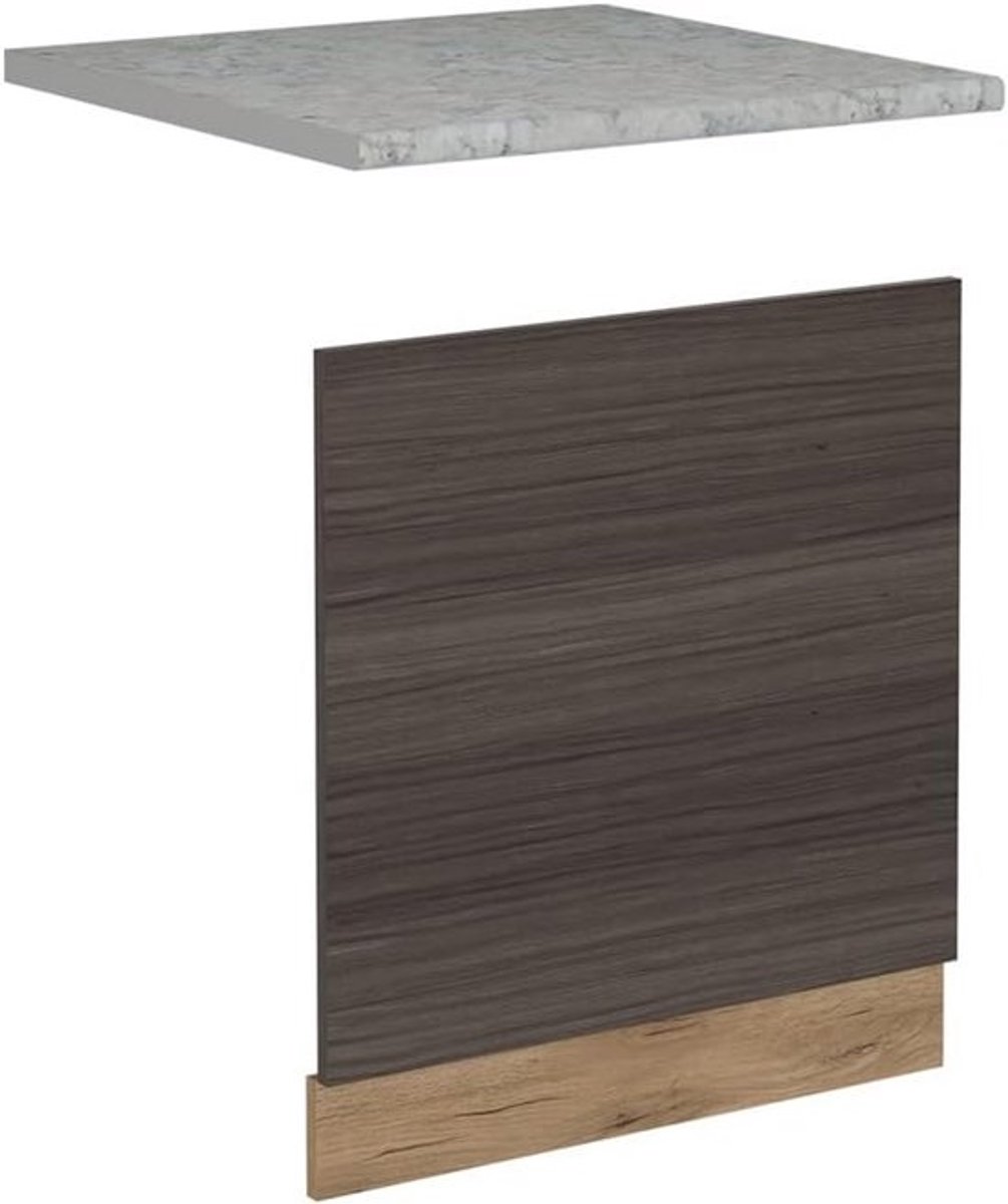 Vaatwasser Frontpaneel 60 cm - Design Afwerkpaneel met Werkblad in Nobele Grijs