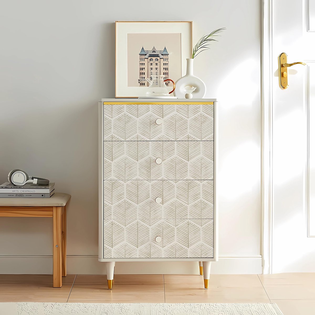 MyforHD Zelfklevend behang, meubelstickers, modern verdikt wandpapier, 44x300 cm, strepen, waterdicht, vinylfolie - ShopVlot