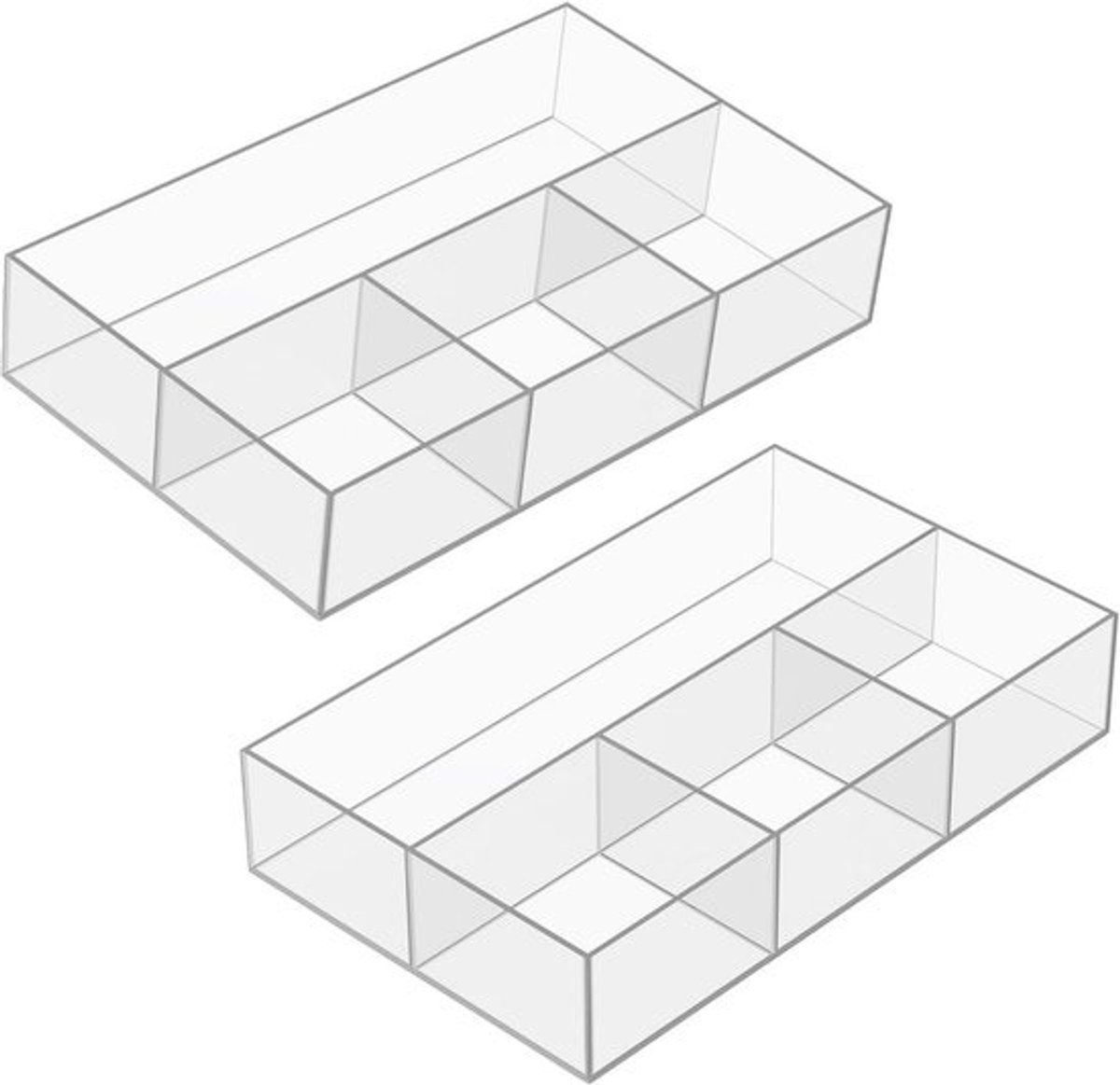Set van 2 Transparante Acryl Lade-Organizers voor Make-up en Sieraden