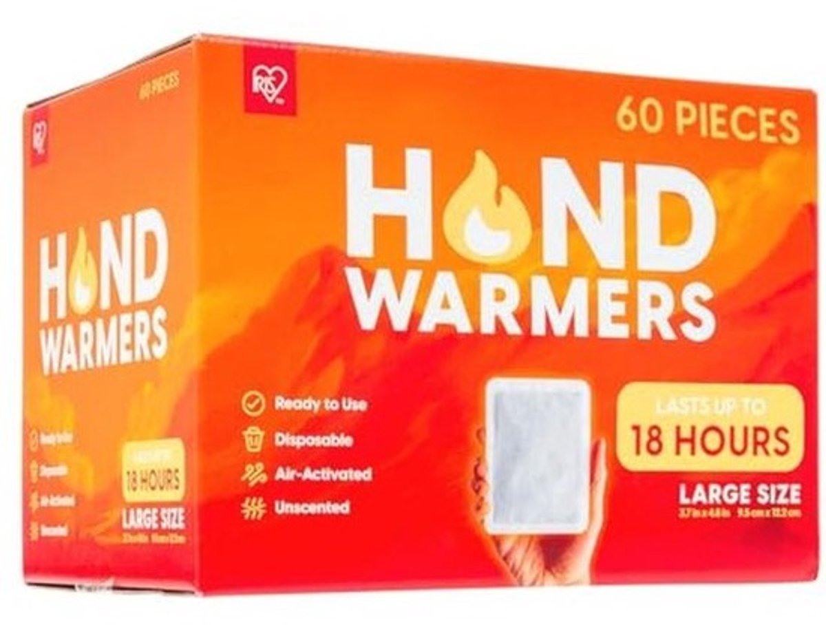 Grote wegwerpbare handwarmers – 60 individuele warmers met lange houdbaarheid, 18 uur warmte voor handen en voeten