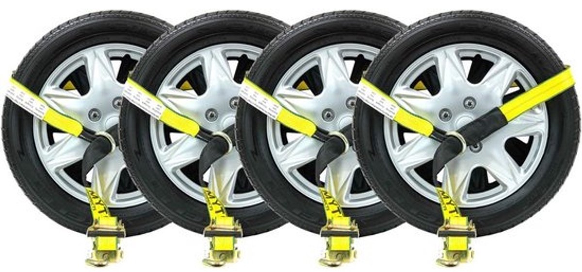 4x Ratel Spanband 5cm x 3m met J-haak voor Auto Vastzetten en Slepen