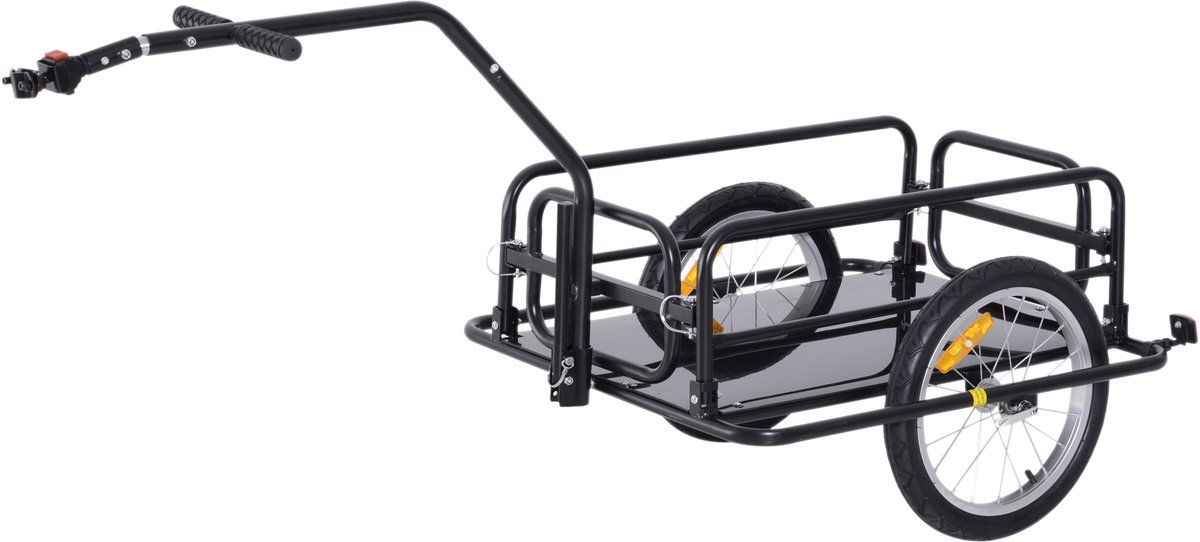 Opvouwbare fietsaanhanger - bagageaanhanger met koppeling - koppeling en reflectoren - transportwagen met een laadvermogen tot 40 kg - transportaanhanger voor kamperen - boodschappen doen - verhuizen - 155 x 71 - 5 x 77 cm