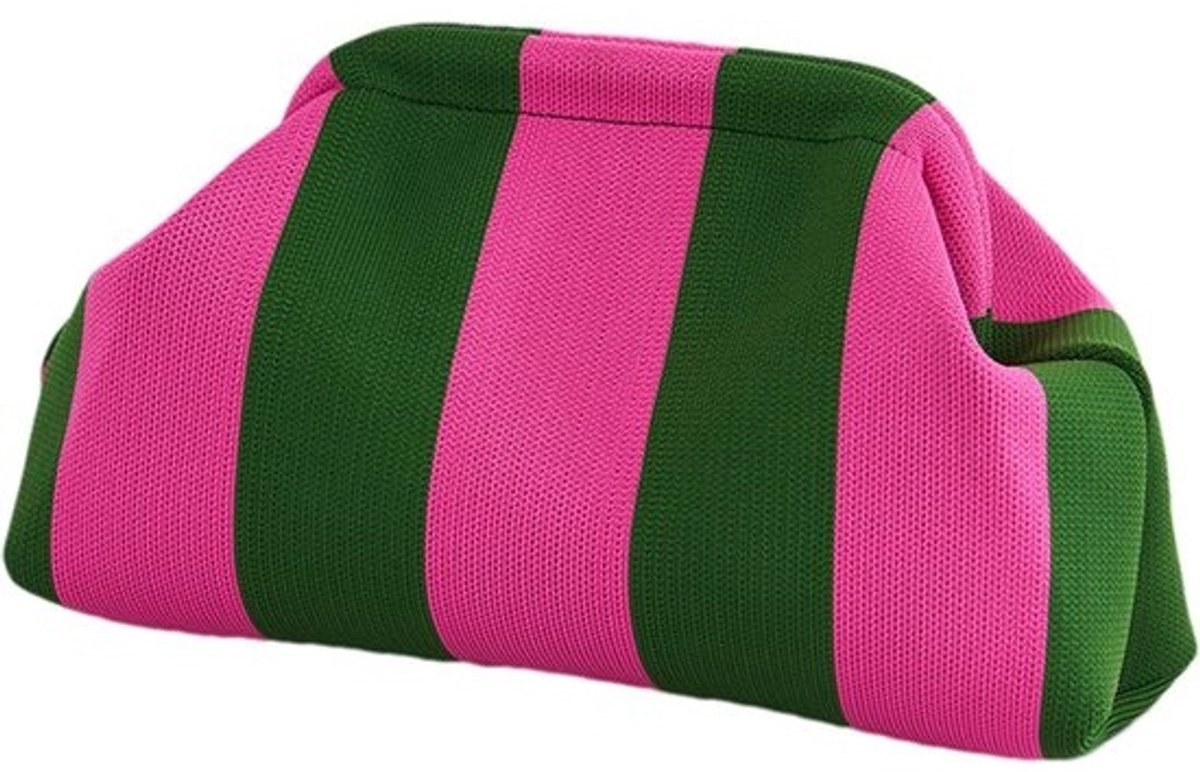 Gevlochten Tas - Boho Strandtas - Zomerse Uitjes - Opvallend Kleurblok Design - 33 x 29 cm - Gestreepte Mix