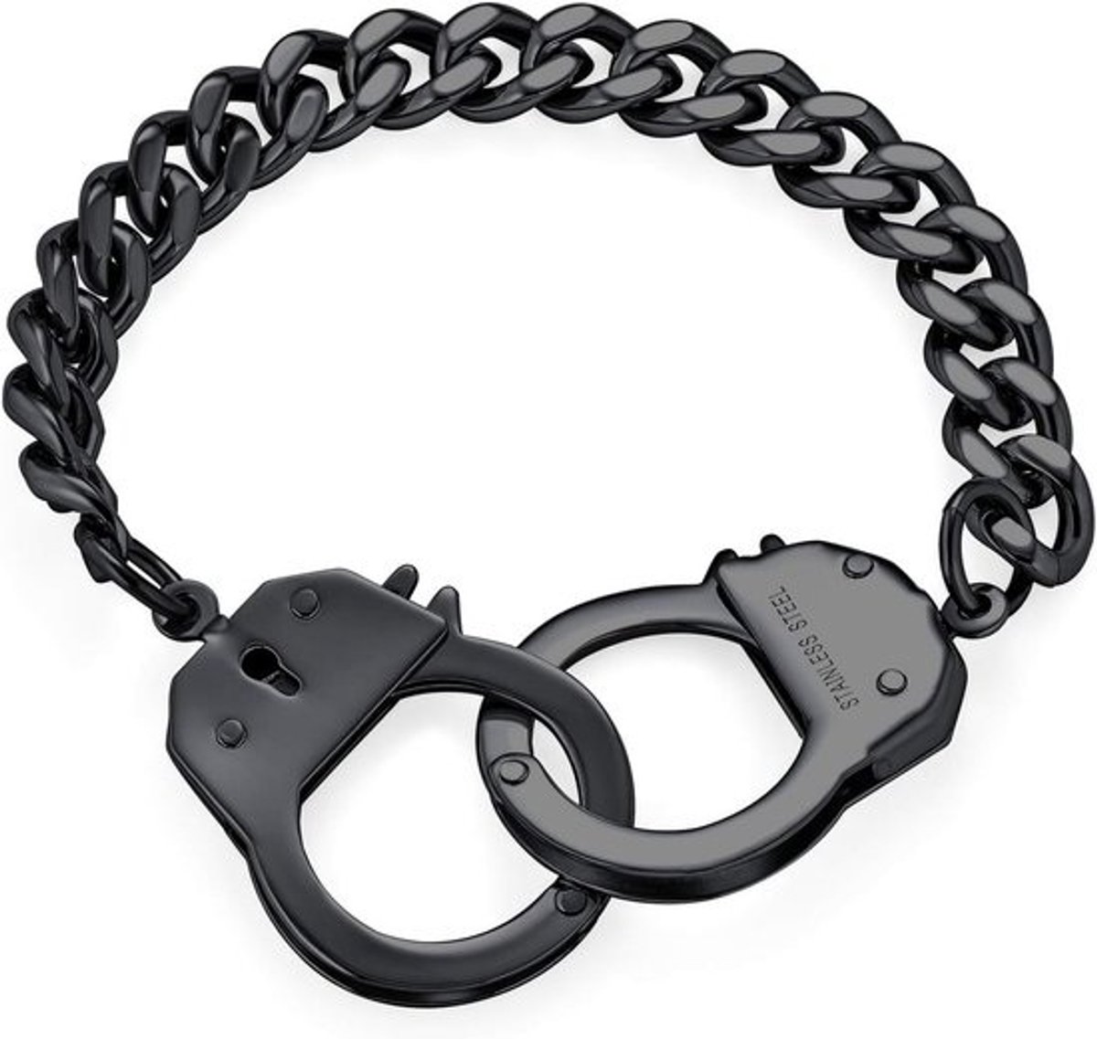 Edgy Roestvrijstalen Manchet Armband met Werkende Handboeien voor Heren