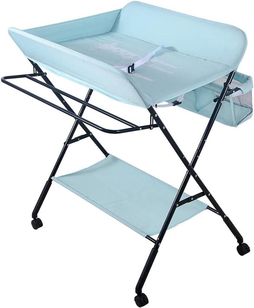 Opvouwbare Luiertafel - Draagbaar Baby Station - Babyverzorging Thuis - Inclusief Hoogtemeting - Tot 25 kg - Blauw