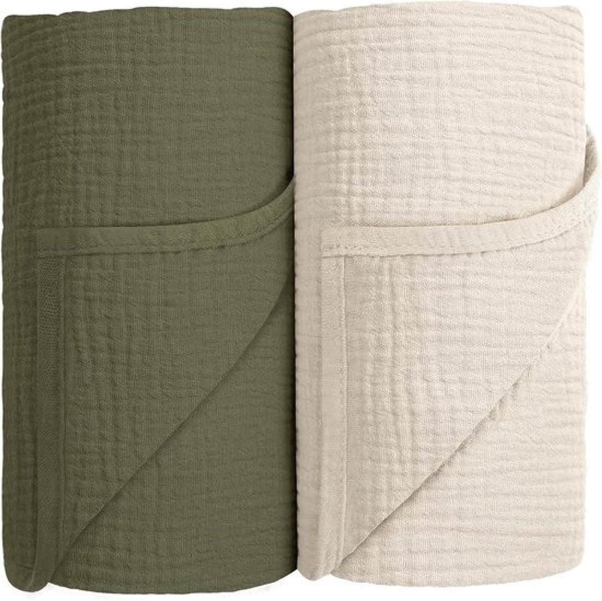 Baby Inbakerdoek - Mousseline Deken - Baby Rustig Slapen - 100% Ademend Katoen - 2 stuks 100x100cm - Groen