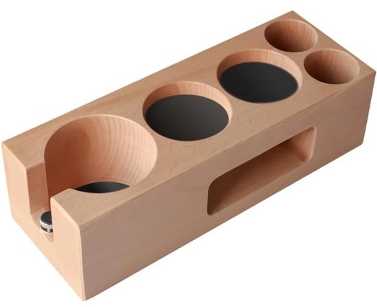 Espressostation - Koffie Organizer - Koffie Bereiden - Stabiele Houten Constructie - 51/54 mm - Natuurlijk Hout