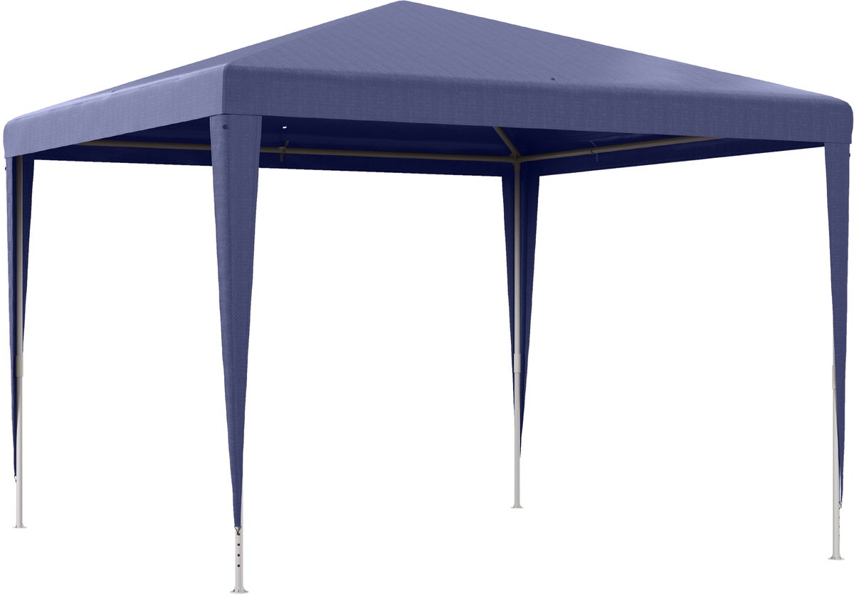Afneembaar tuinpaviljoen van 3x3 meter met 4 afwateringsgaten en metalen frame voor terras of patio, blauw