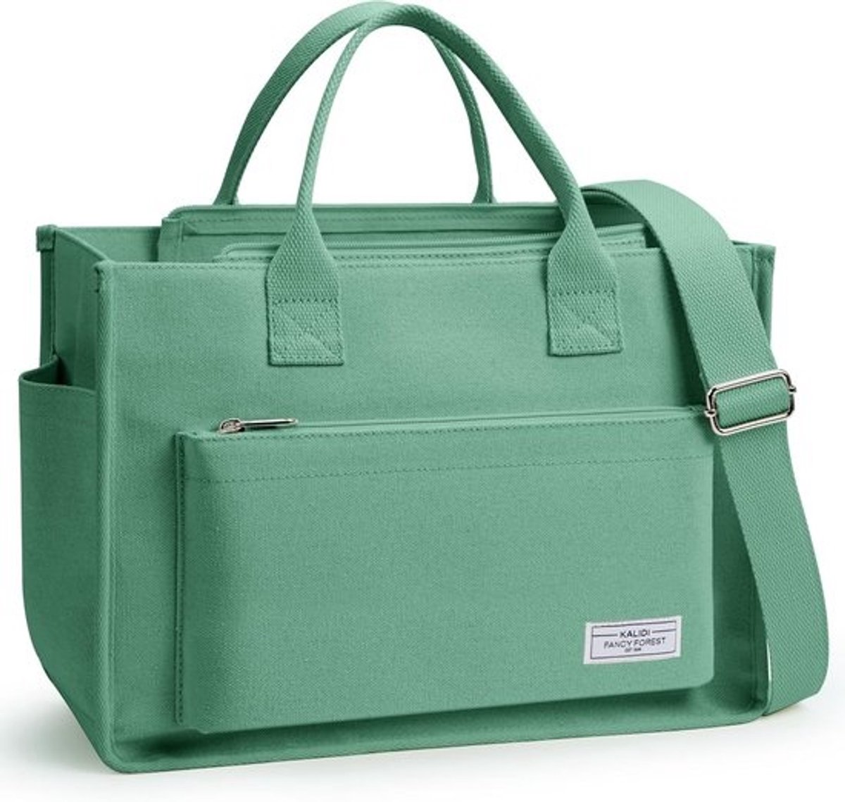Grote Canvas Tote Bag voor Dames - Schoudertas en Crossbody Tas met Vakken voor Werk en Reizen