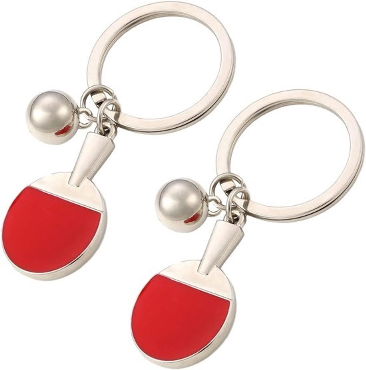 2x Tafeltennis Racket & Bal Sleutelhanger - Mini Ping Pong Decoratie Cadeau