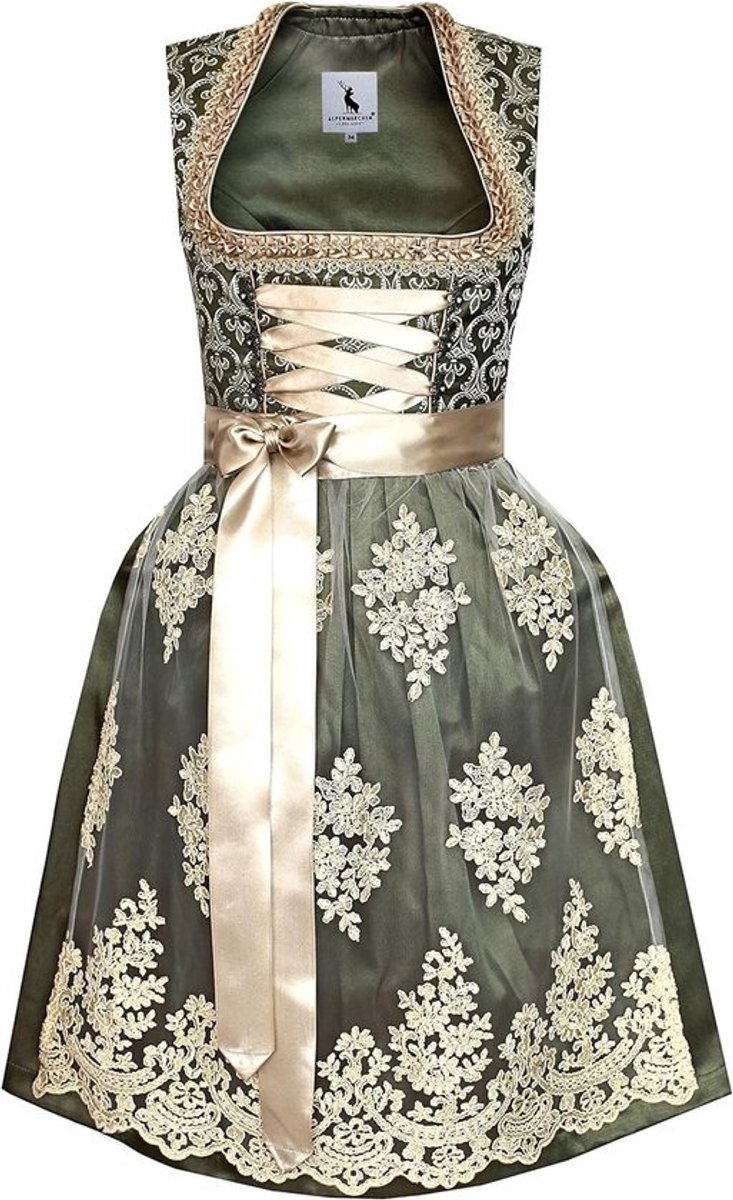 Midi-dirndl met Kanten Schort - Maten 32-52 - Romantische Look