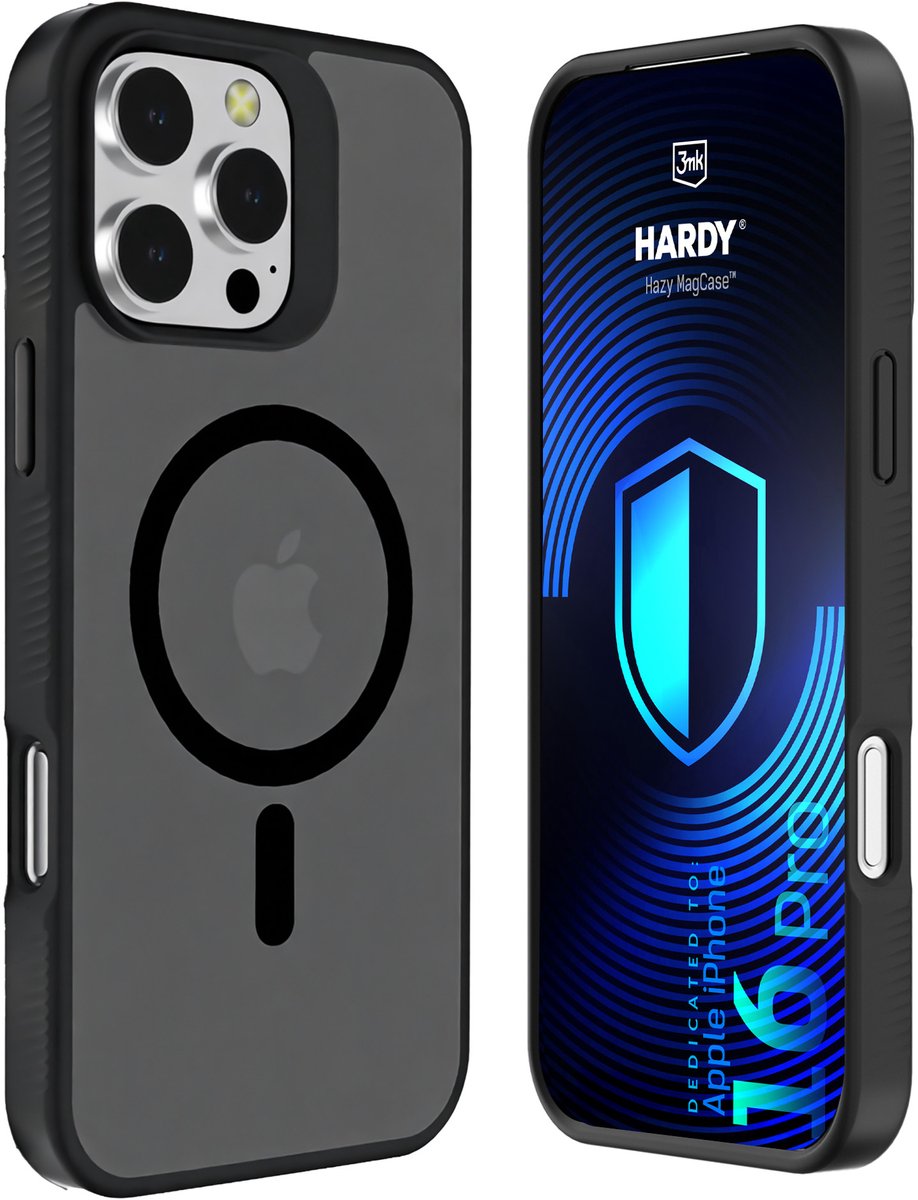 H Hardy Hazy MagCase - Geschikt voor Apple iPhone 16 Pro - Zwart - MagSafe Compatibel - Shockproof - Mat