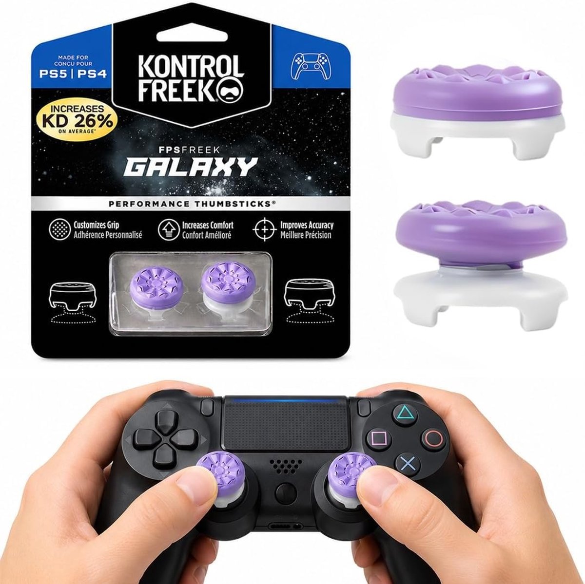 Set van 2 verhoogde caps voor PS5-controller, joystick tips voor verbeterd comfort en nauwkeurigheid tijdens het gamen