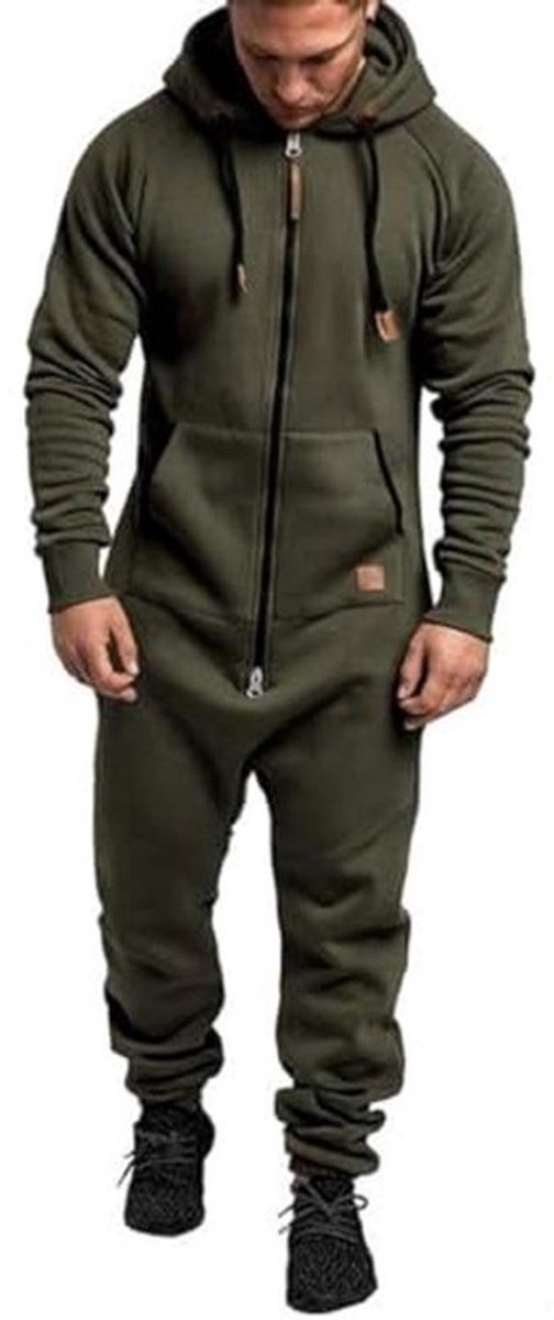 Heren Jumpsuit met Capuchon en Ritssluiting - Eendelige Pyjama voor Comfort en Stijl