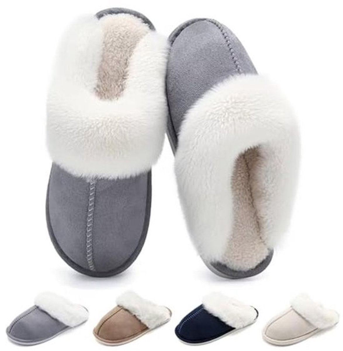 Warme Pluche Pantoffels voor Dames en Heren - Antislip Sloffen met Traagschuim en Zachte Voering