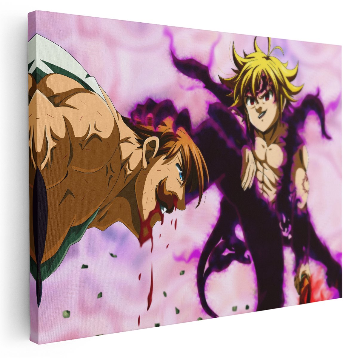 Artaza Canvas Schilderij Anime - 160x120 cm - Groot - Wanddecoratie Seven Deadly Sins - Muurdecoratie Meliodas - Schilderijen Op Canvas Jongens Kamer