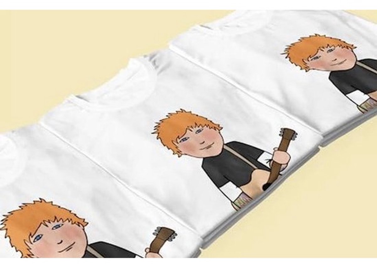 Organic Katoenen T-Shirt voor Jonge Muziek Fans - Handgetekende Karikaturen