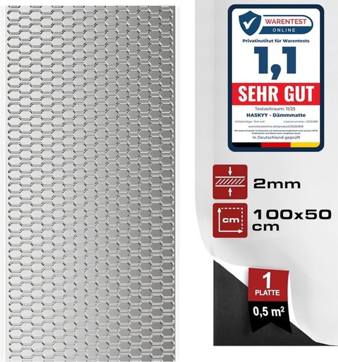 Zelfklevende Geluidsisolatie Plaat - Aluminium Butylrubber - 0,5 m² voor Auto