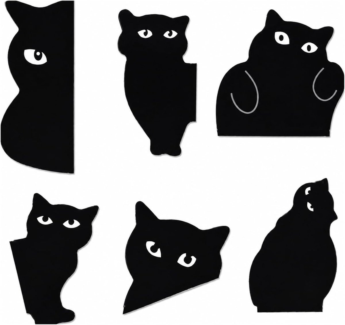 Set van 6 schattige kattenmotief bladwijzers, perfect voor boeken, leesaccessoires en cadeau voor boekenliefhebbers, antislip en veilig bevestigd