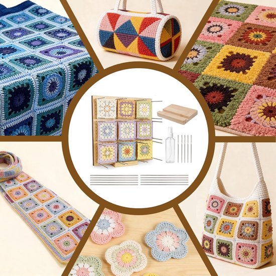 28 cm Granny Square Spanner, bamboe spanplank voor haken, breien en handwerkprojecten — afbeelding 3