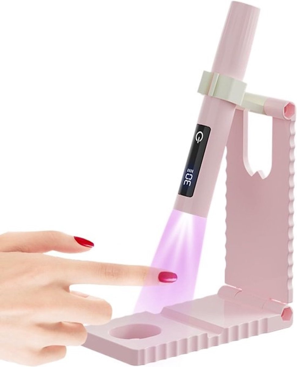 Draagbare UV-lamp - Mini Nageldroger - Gel Nagels Uitharden - USB Oplaadbaar LCD - 2.8 x 13.1 cm - Roze