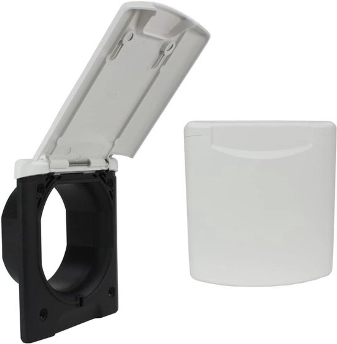 Universele Buitendoos - Leeg Doos Caravan - Leidingen Doorvoeren - Magneetdeksel - 130 mm x 145 mm - Wit