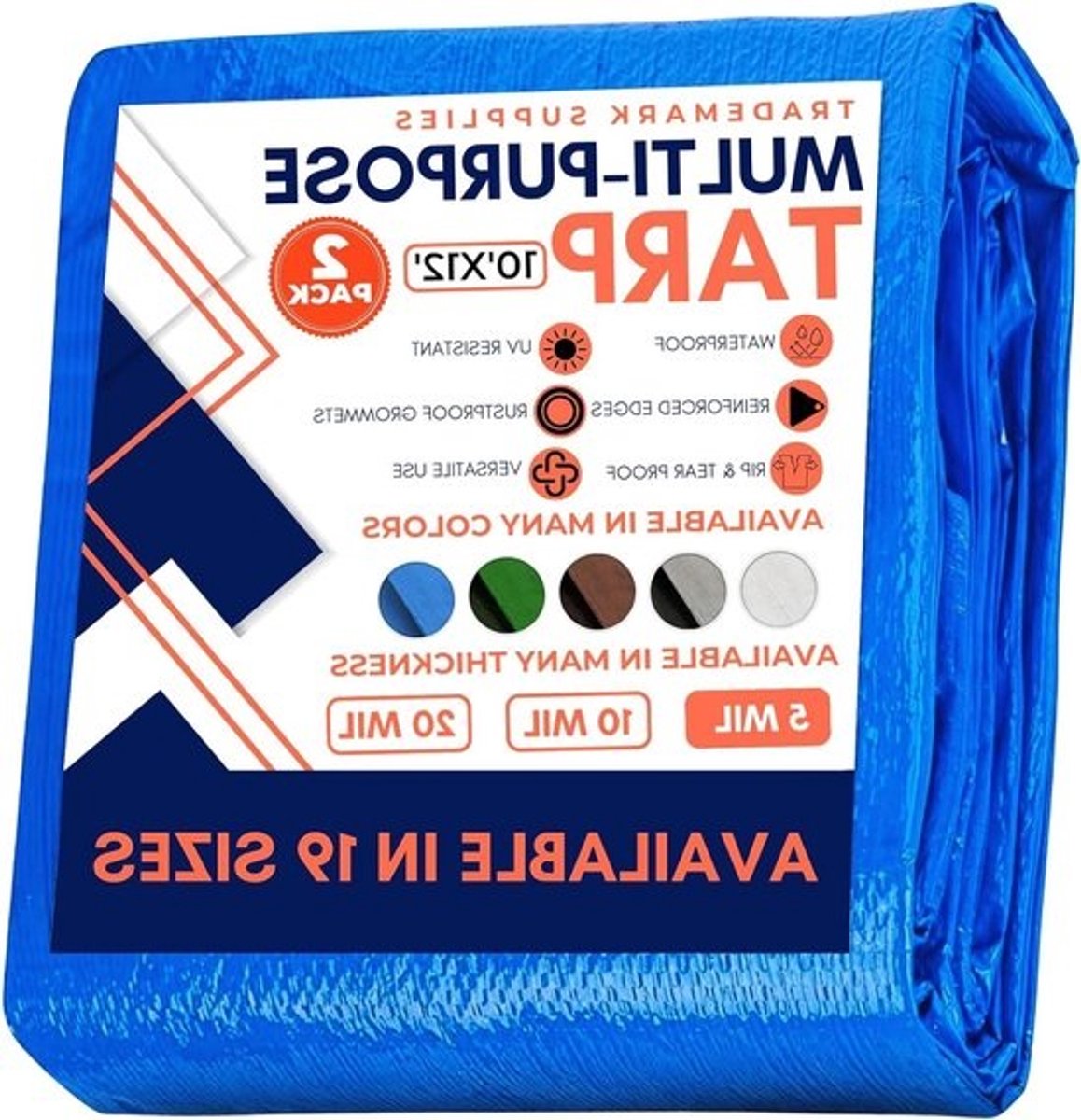 Tarp Cover - Zeil Dekzeil - Buiten beschermen - Waterdicht Heavy Duty - 10x12 voet - Blauw