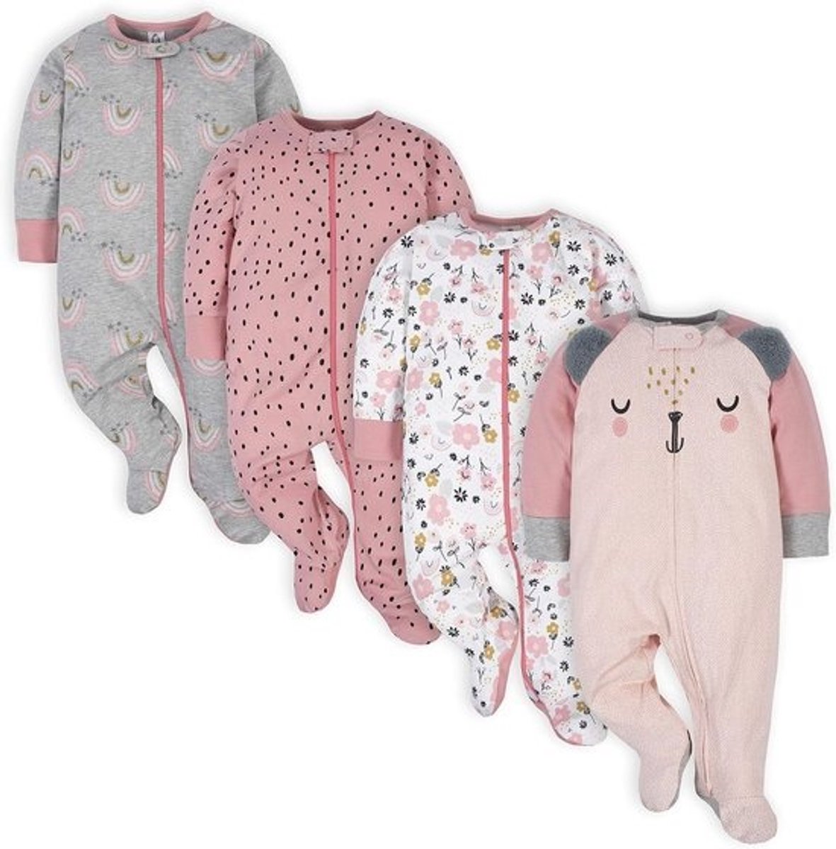 Babymeisje Pyjama Romper met Voetjes 100% Katoen - Slaappakje voor Baby en Dreumes
