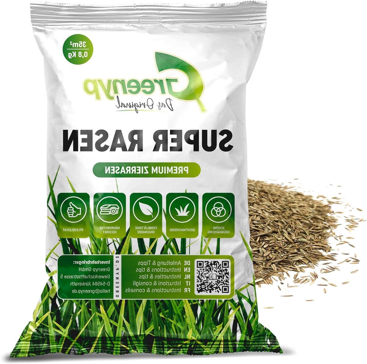 Graszaad - Dicht gazon - Mooi gazon creëren - Snelle kieming - 0.8 kg - Groen