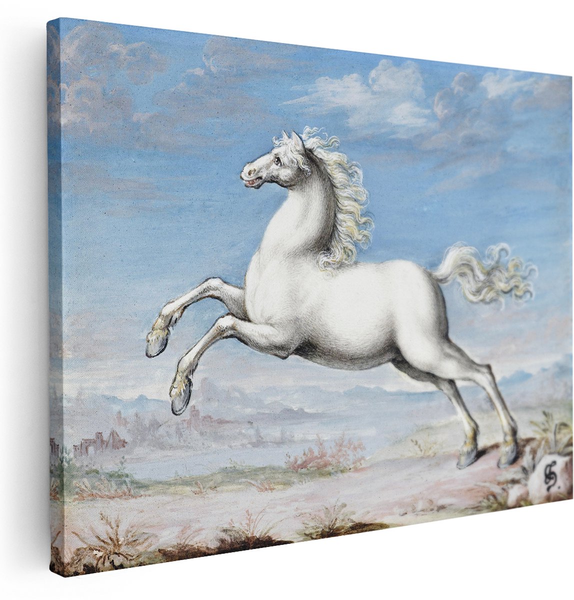 Artaza Canvas Schilderij Paarden - 160x120 cm - Groot - Wanddecoratie Galopperend Paard - Muurdecoratie Natuur - Schilderijen Op Canvas