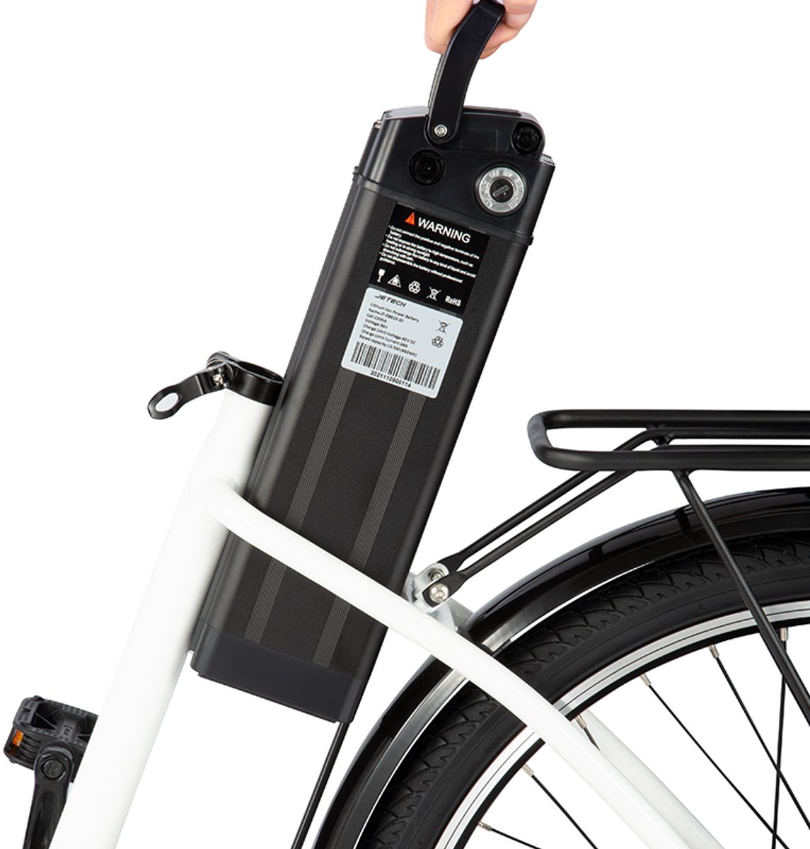 DYU C6 E-Bike - 26 inch - 43km actieradius - 250W motor - 36V 12,5Ah accu - Dubbele schijfremmen - Maximaal laadvermogen 120 kg - wit thumbnail 3