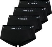 Pieces Dames Hipster PCLOGO Zwart 4-Pack - Maat S