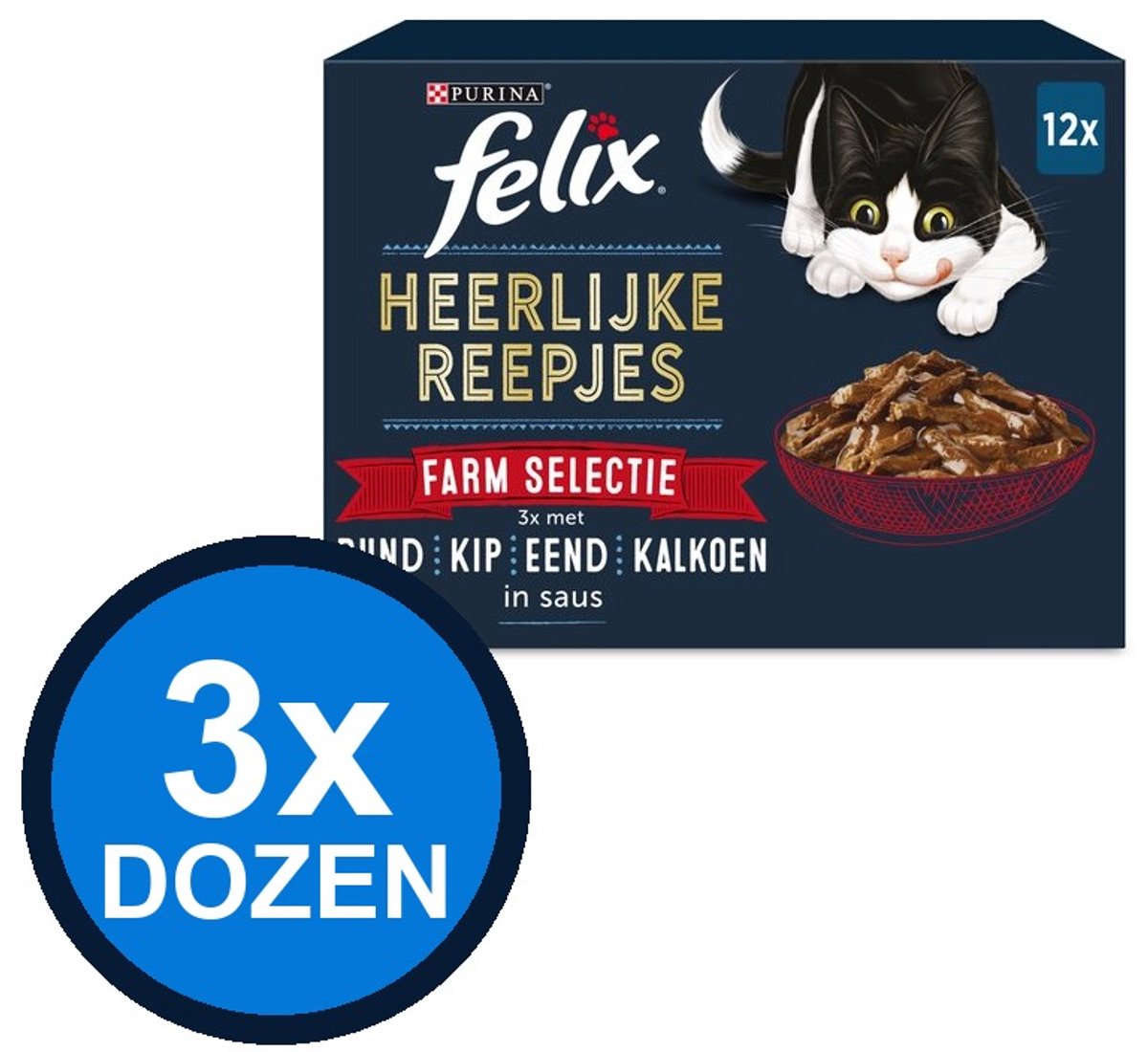 Felix Felix - Heerlijke Reepjes In Saus Farm Selectie Multipack - Kattenvoer Natvoer - 960 g