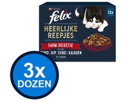 3x Felix - Heerlijke Reepjes In Saus Farm Selectie Multipack - Kattenvoer Natvoer - 960 g
