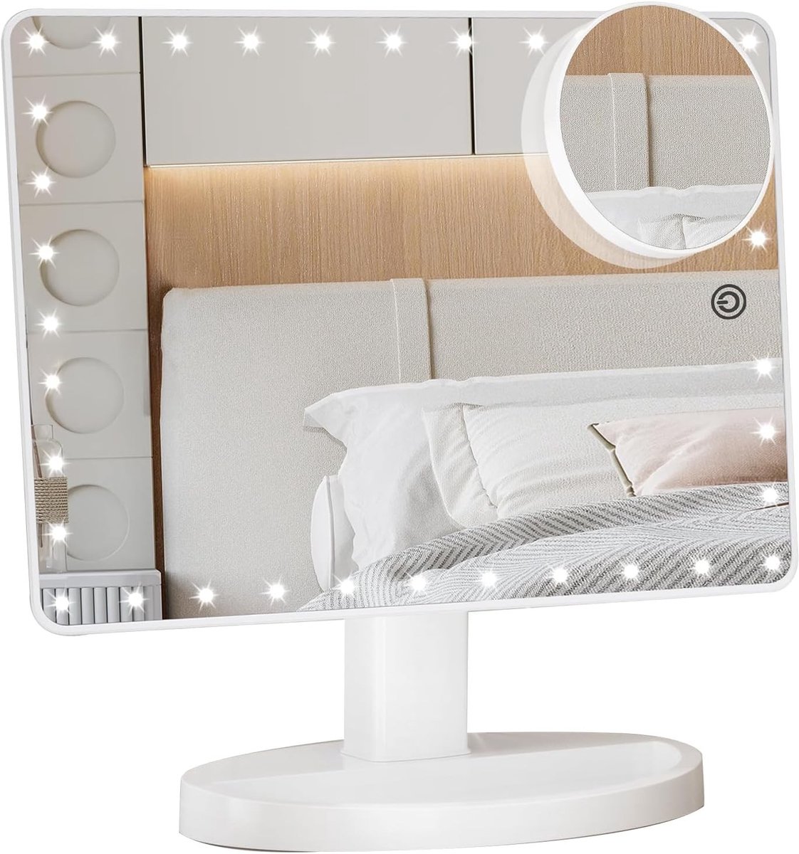 Grote Verlichte Make-upspiegel - HD Glas - Dimbare LED-verlichting - 10x Vergrotingsspiegel - Voor Dames