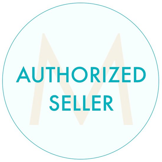 Cirkelvormig logo met tekst 'AUTHORIZED SELLER' in teal.